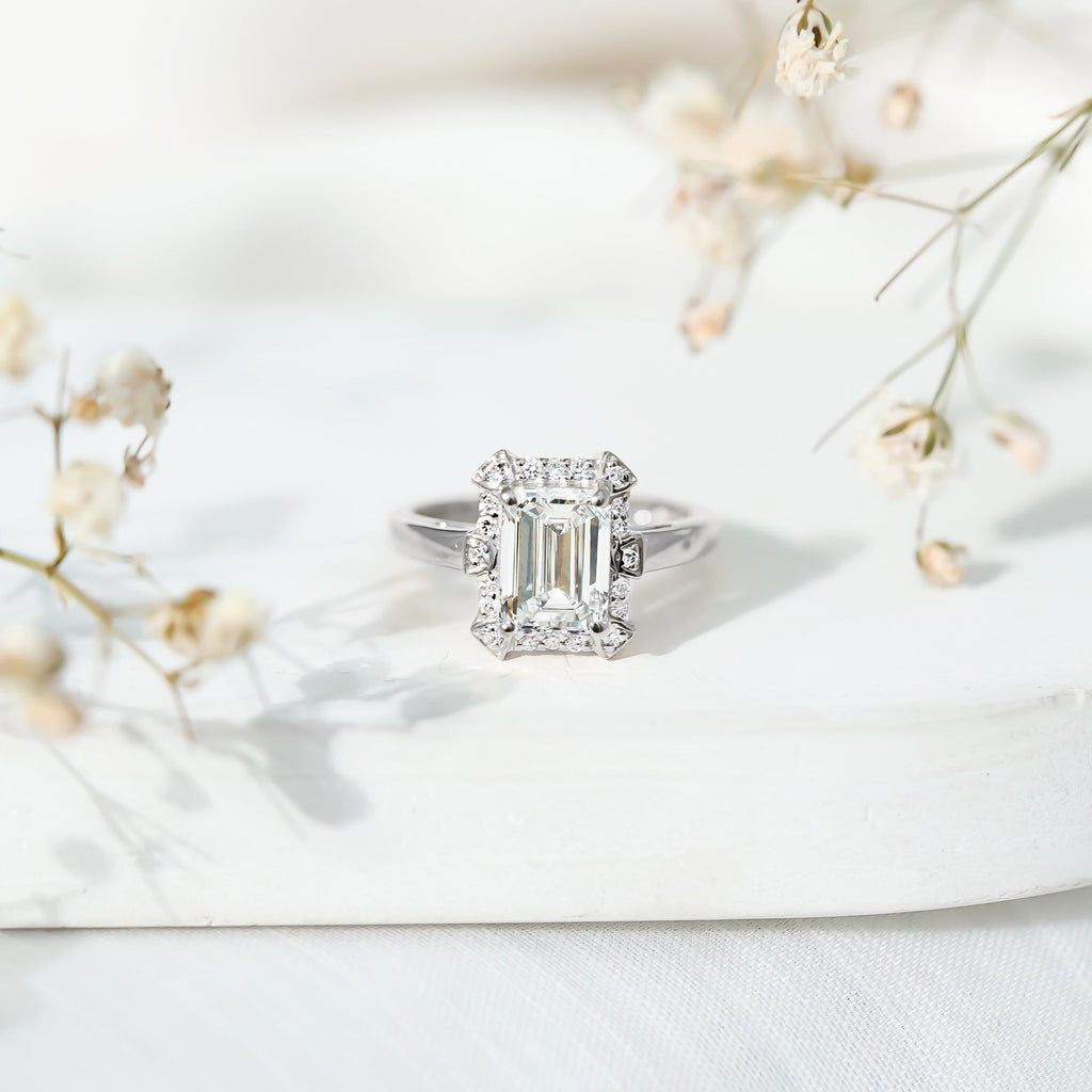 Certified 1.8 Carat Lab Grown Diamond Emerald Cut Engagement Ring