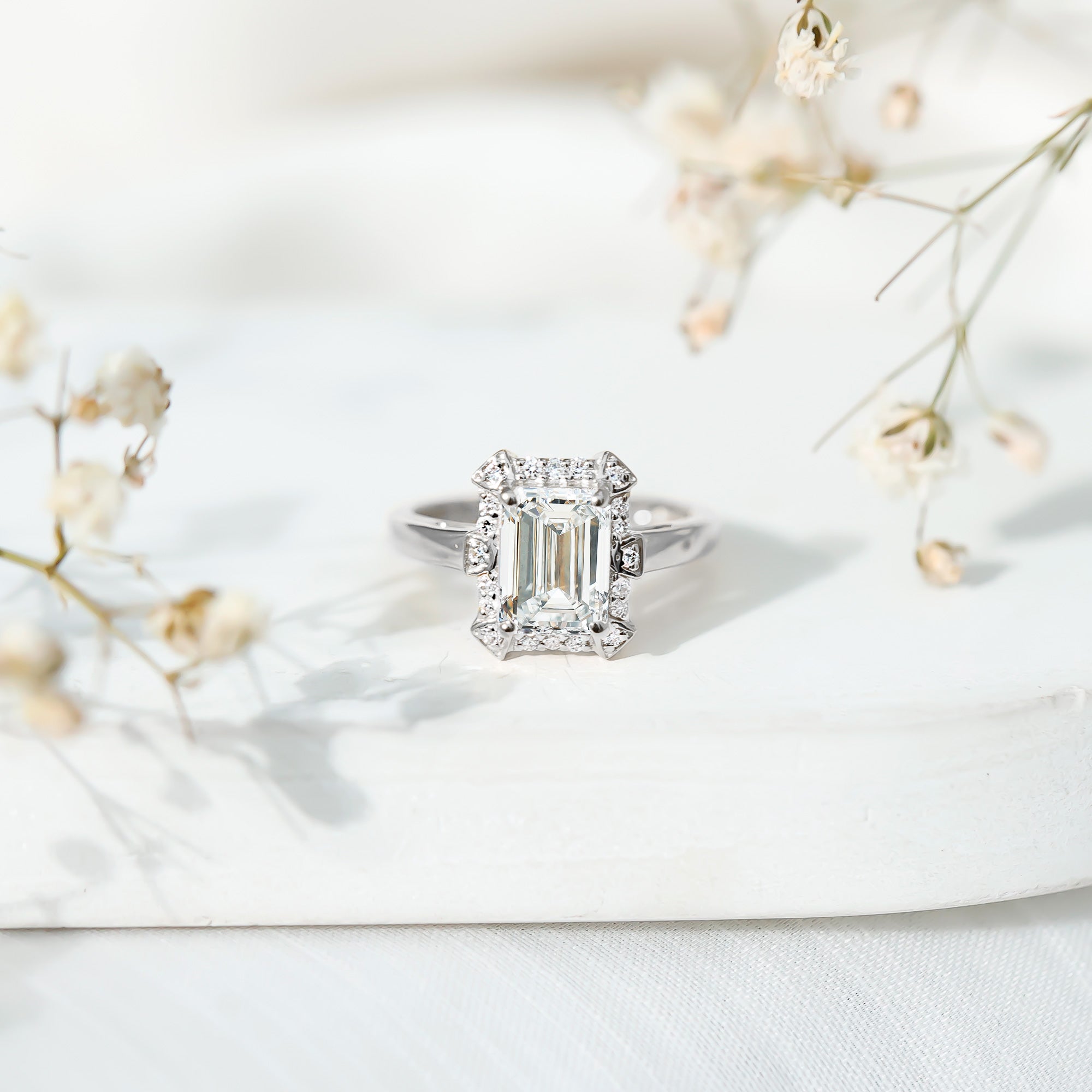 Certified 1.8 Carat Lab Grown Diamond Emerald Cut Engagement Ring