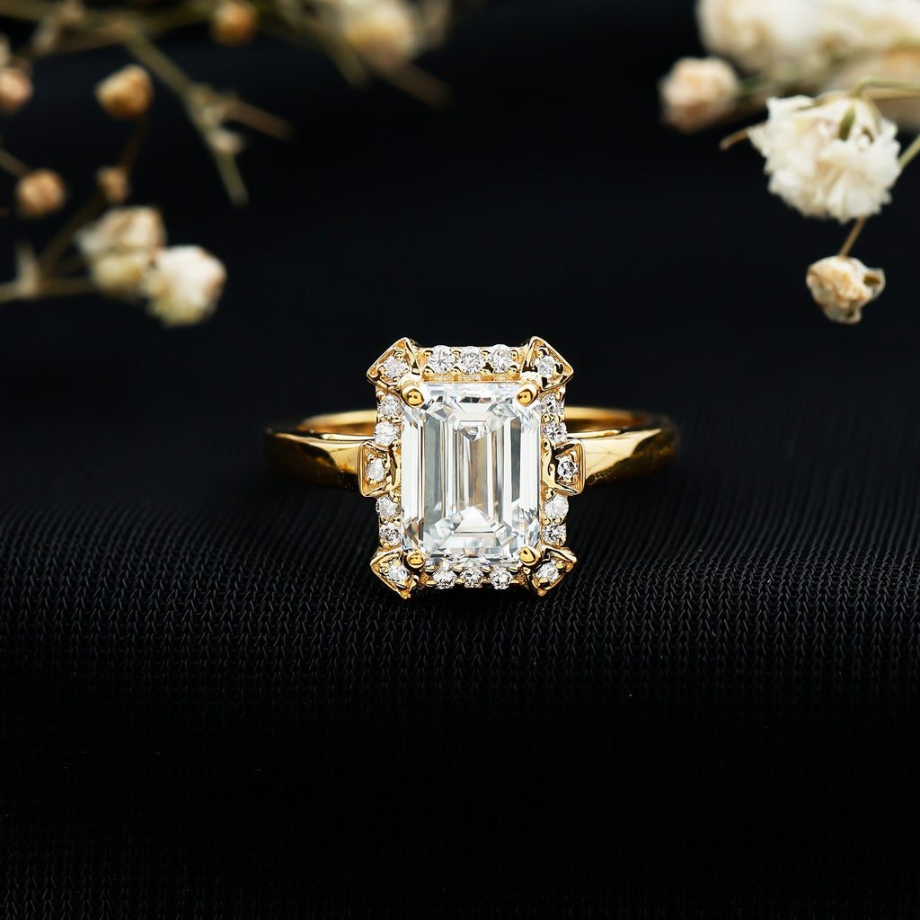 Certified 1.8 Carat Lab Grown Diamond Emerald Cut Engagement Ring