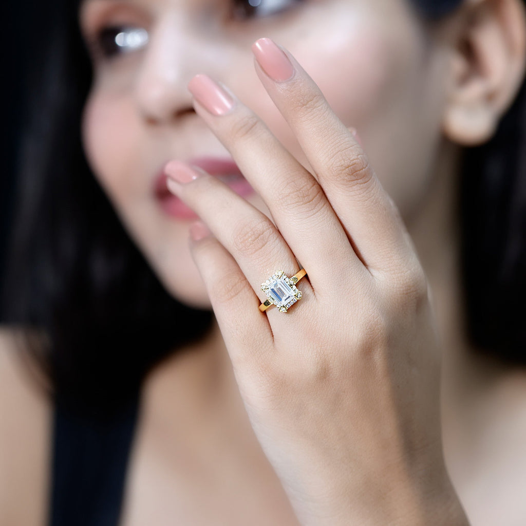 Certified 1.8 Carat Lab Grown Diamond Emerald Cut Engagement Ring