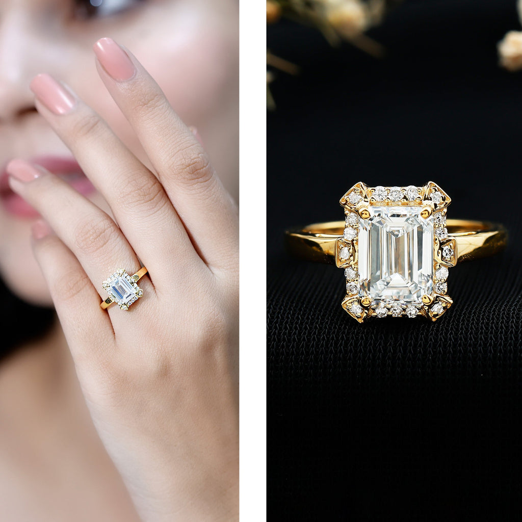 Certified 1.8 Carat Lab Grown Diamond Emerald Cut Engagement Ring
