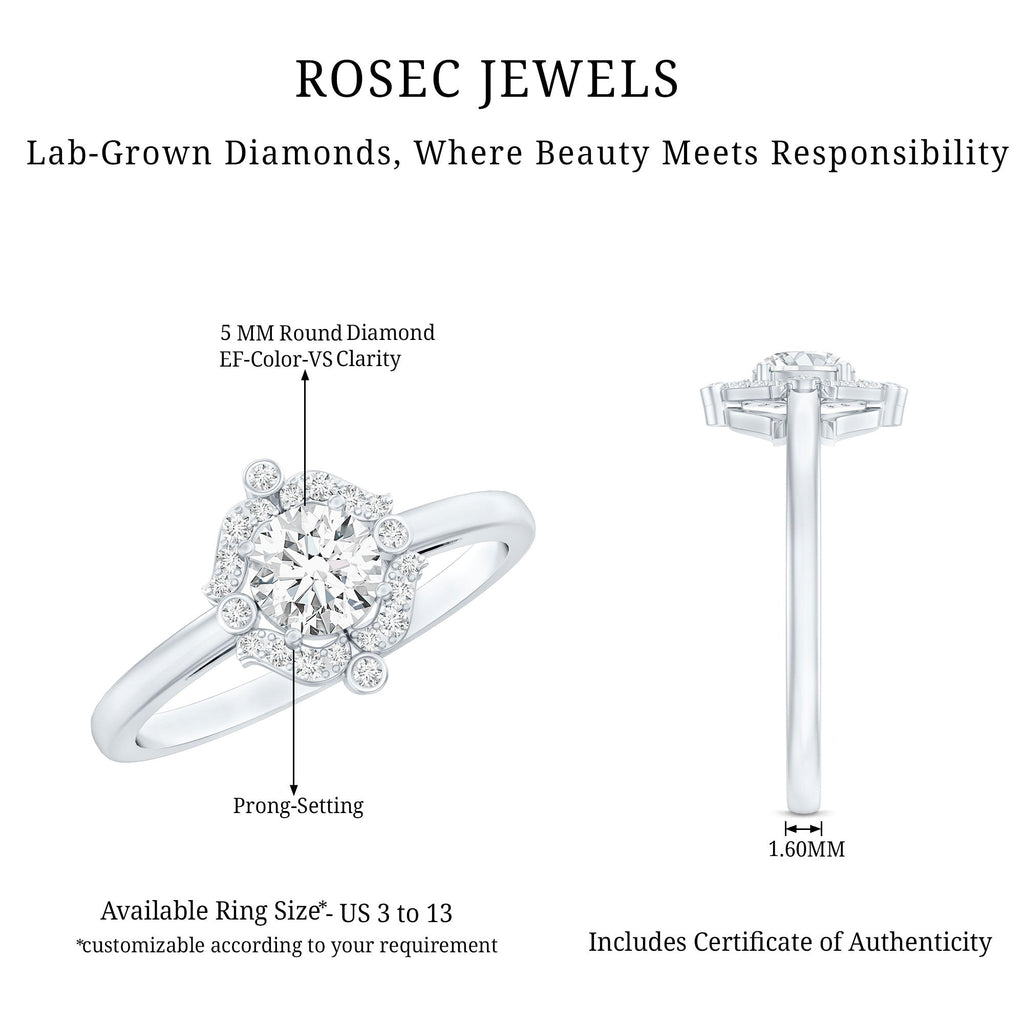 Certified 0.4 Carat Lab Grown Diamond Unique Engagement Ring