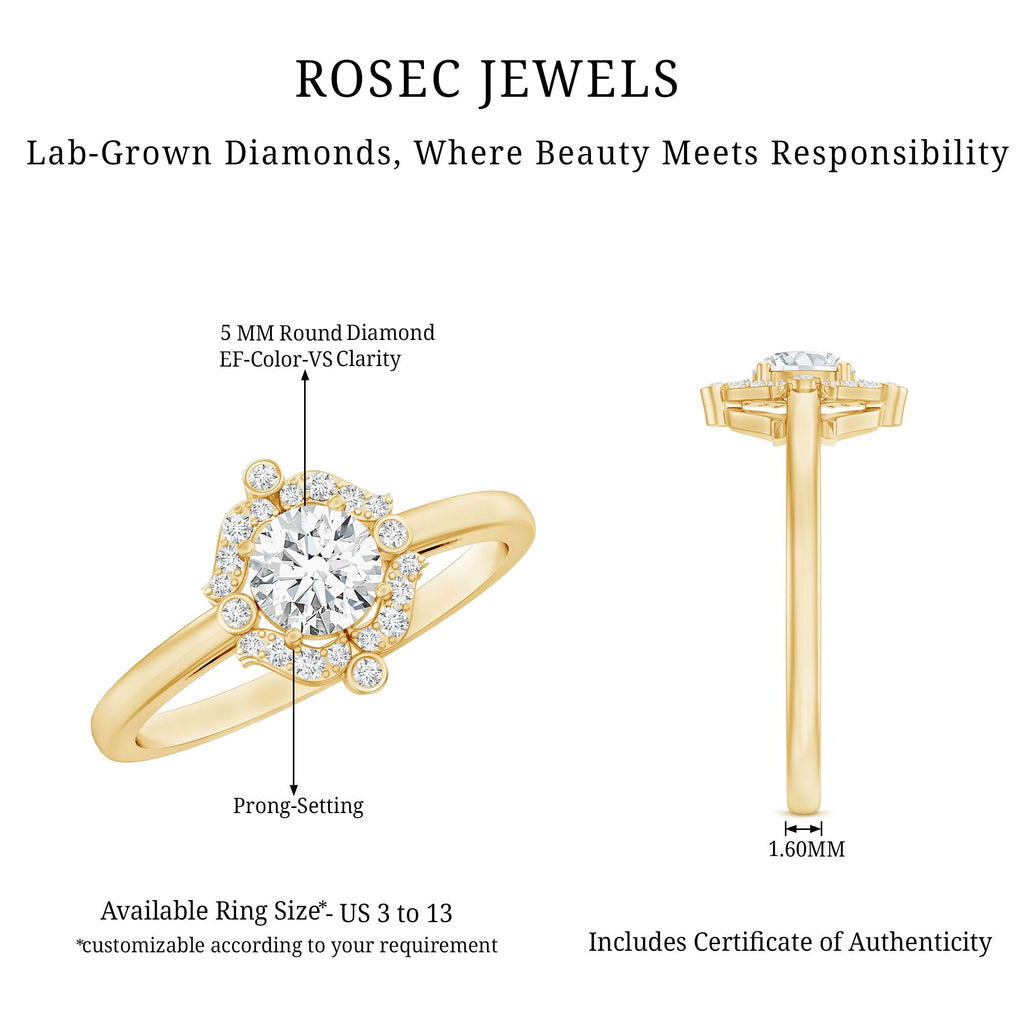 Certified 0.4 Carat Lab Grown Diamond Unique Engagement Ring