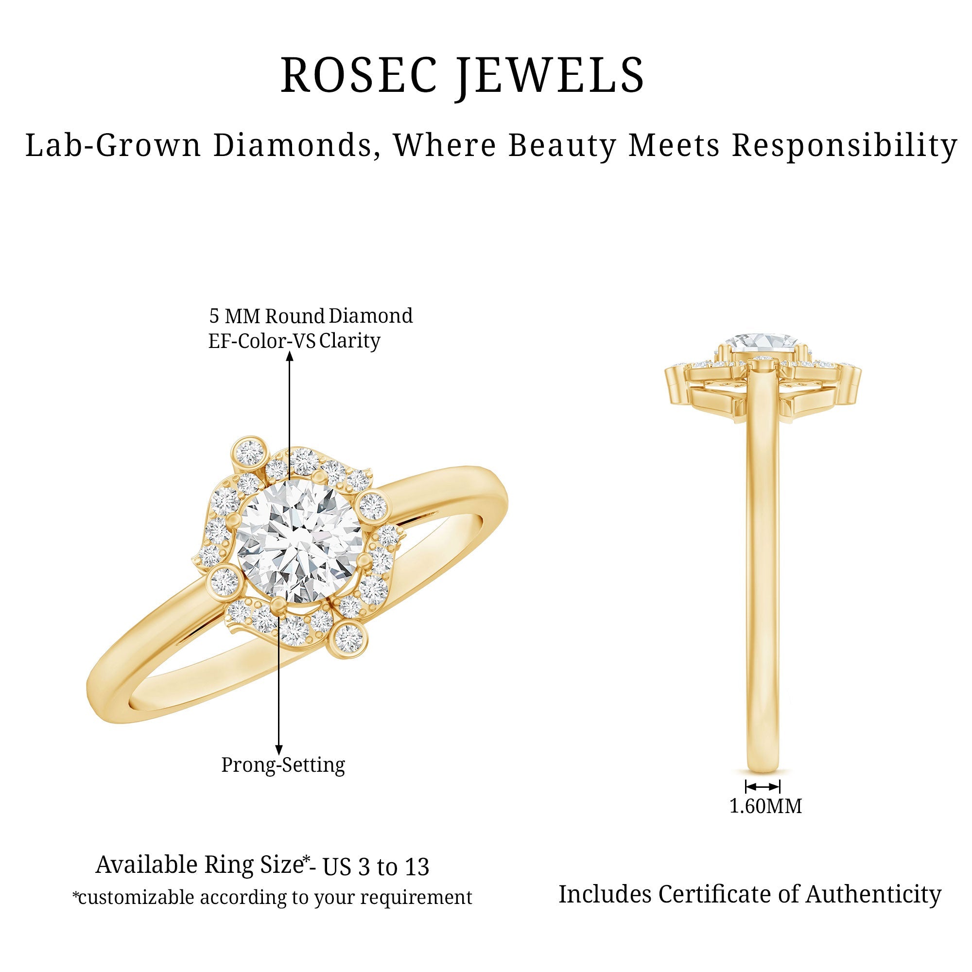 Certified 0.4 Carat Lab Grown Diamond Unique Engagement Ring