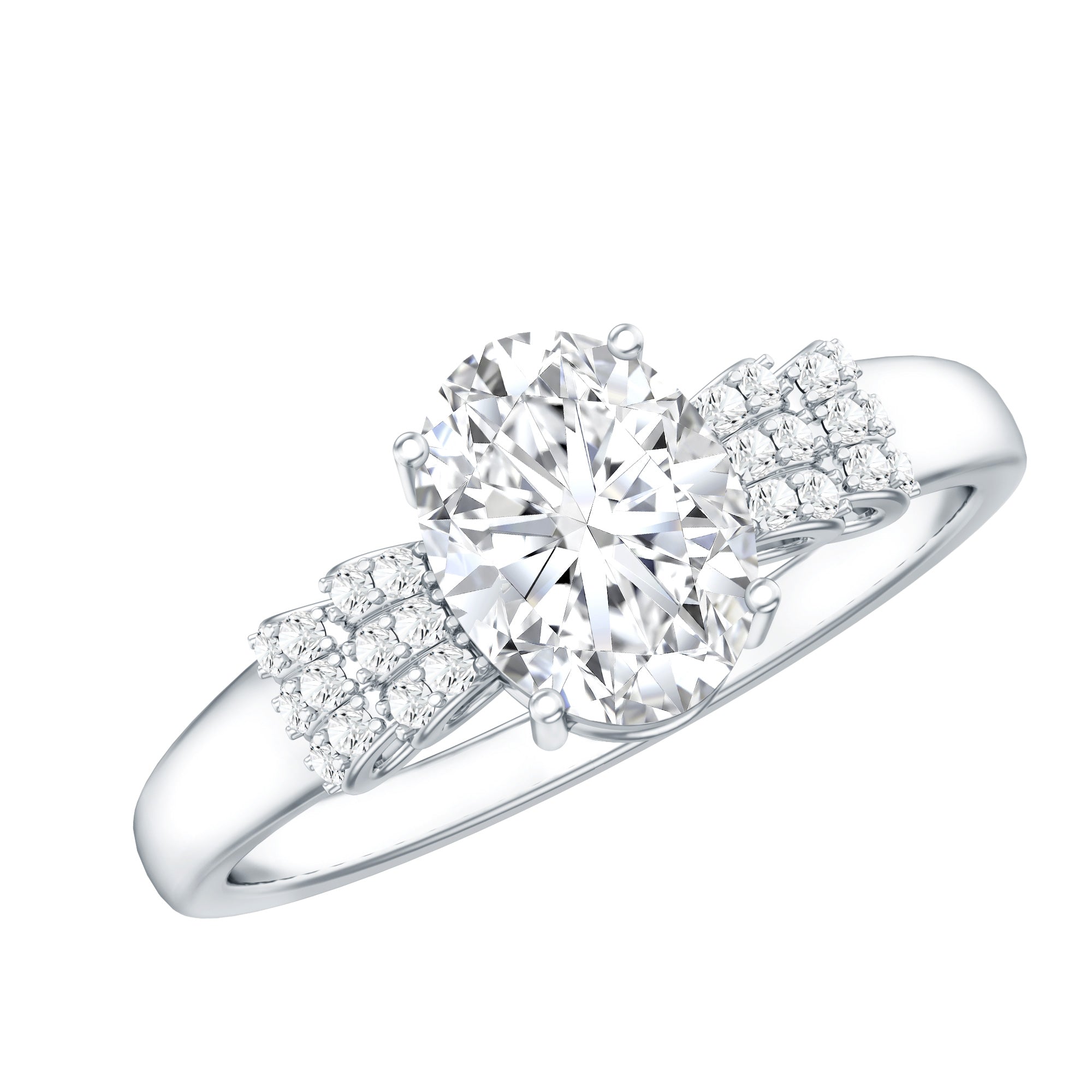 Certified 1.2 Carat Oval Lab Grown Diamond Designer Engagement Ring