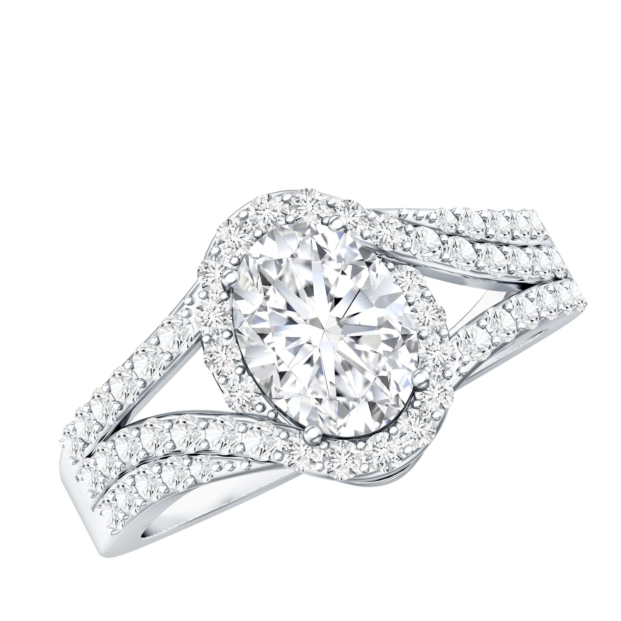 Certified 1.2 Carat Oval Lab Grown Diamond Split Shank Engagement Ring