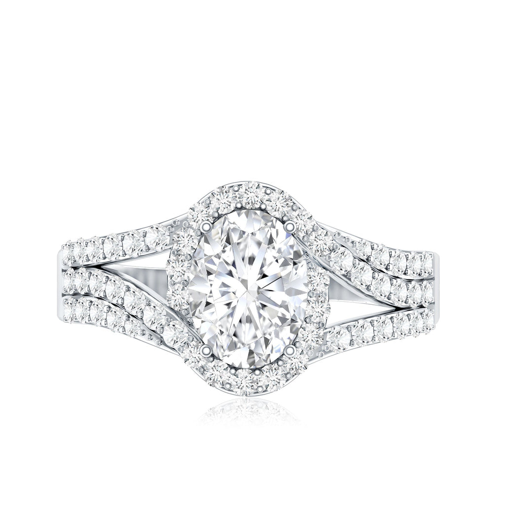 Certified 1.2 Carat Oval Lab Grown Diamond Split Shank Engagement Ring