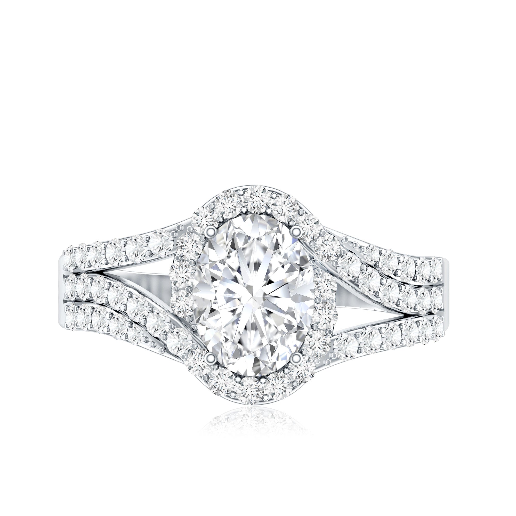 Certified 1.2 Carat Oval Lab Grown Diamond Split Shank Engagement Ring