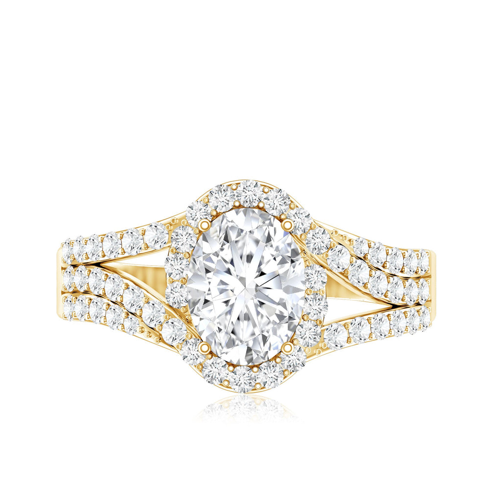 Certified 1.2 Carat Oval Lab Grown Diamond Split Shank Engagement Ring