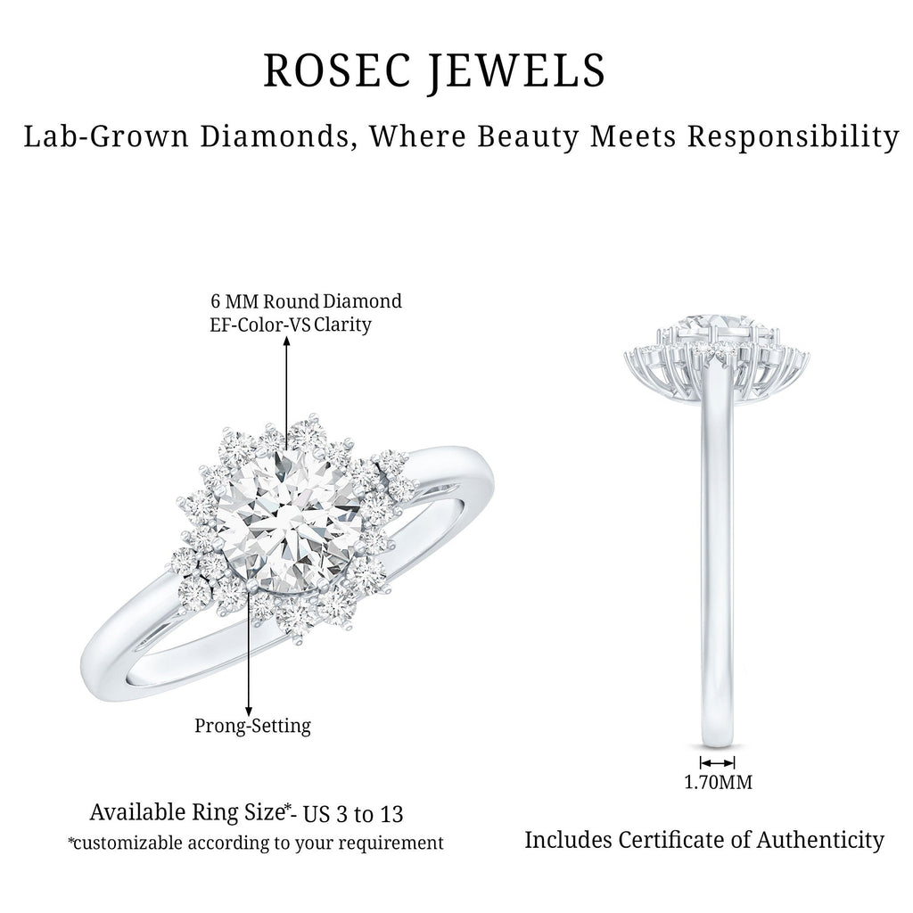0.9 Carat Certified Lab Grown Diamond Halo Engagement Ring