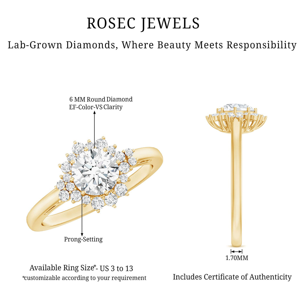 0.9 Carat Certified Lab Grown Diamond Halo Engagement Ring