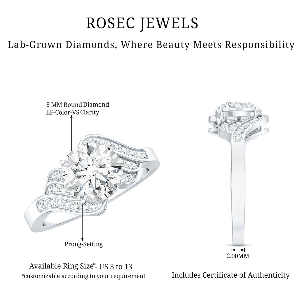 Certified 2 Carat Lab Grown Diamond Unique Engagement Ring