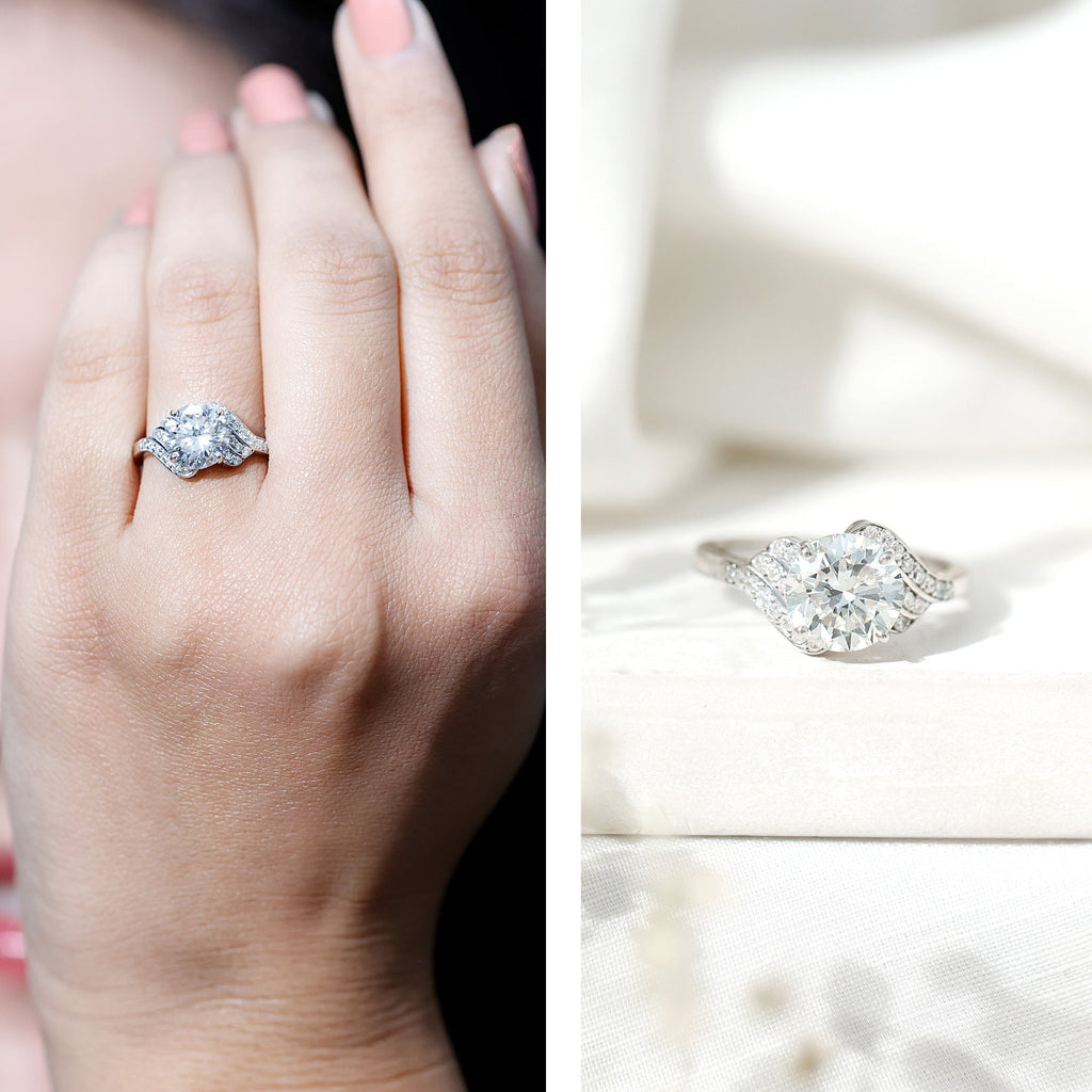 Certified 2 Carat Lab Grown Diamond Unique Engagement Ring