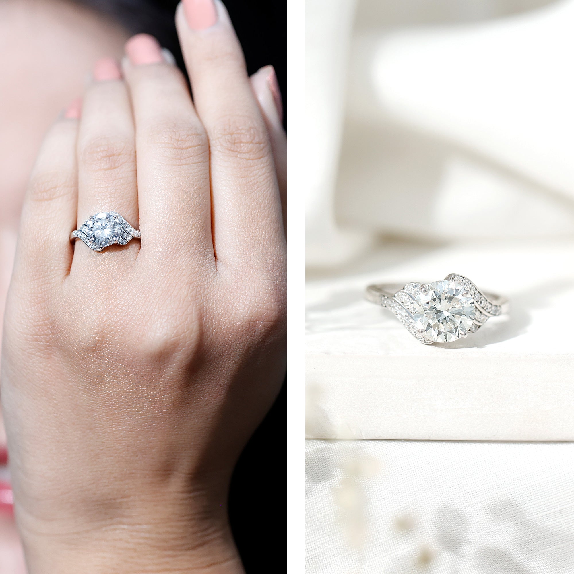 Certified 2 Carat Lab Grown Diamond Unique Engagement Ring