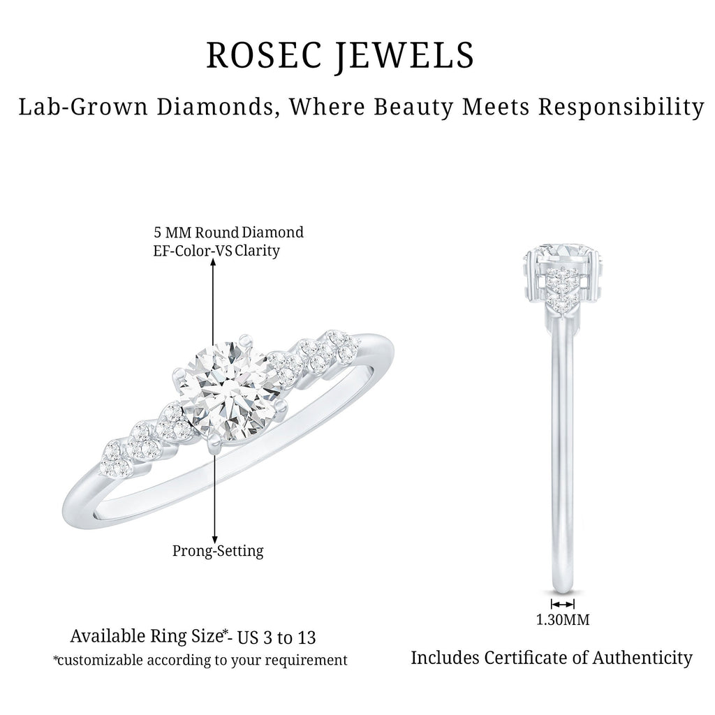 Certified 0.4 Carat Lab Grown Diamond Designer Engagement Ring