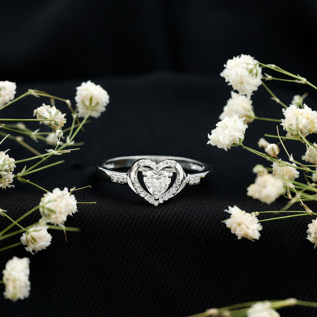 Certified Lab Created 0.5 Carat Heart Diamond Halo Engagement Ring