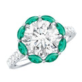 Certified Lab 3 Carat Diamond Engagement Ring with Emerald Halo
