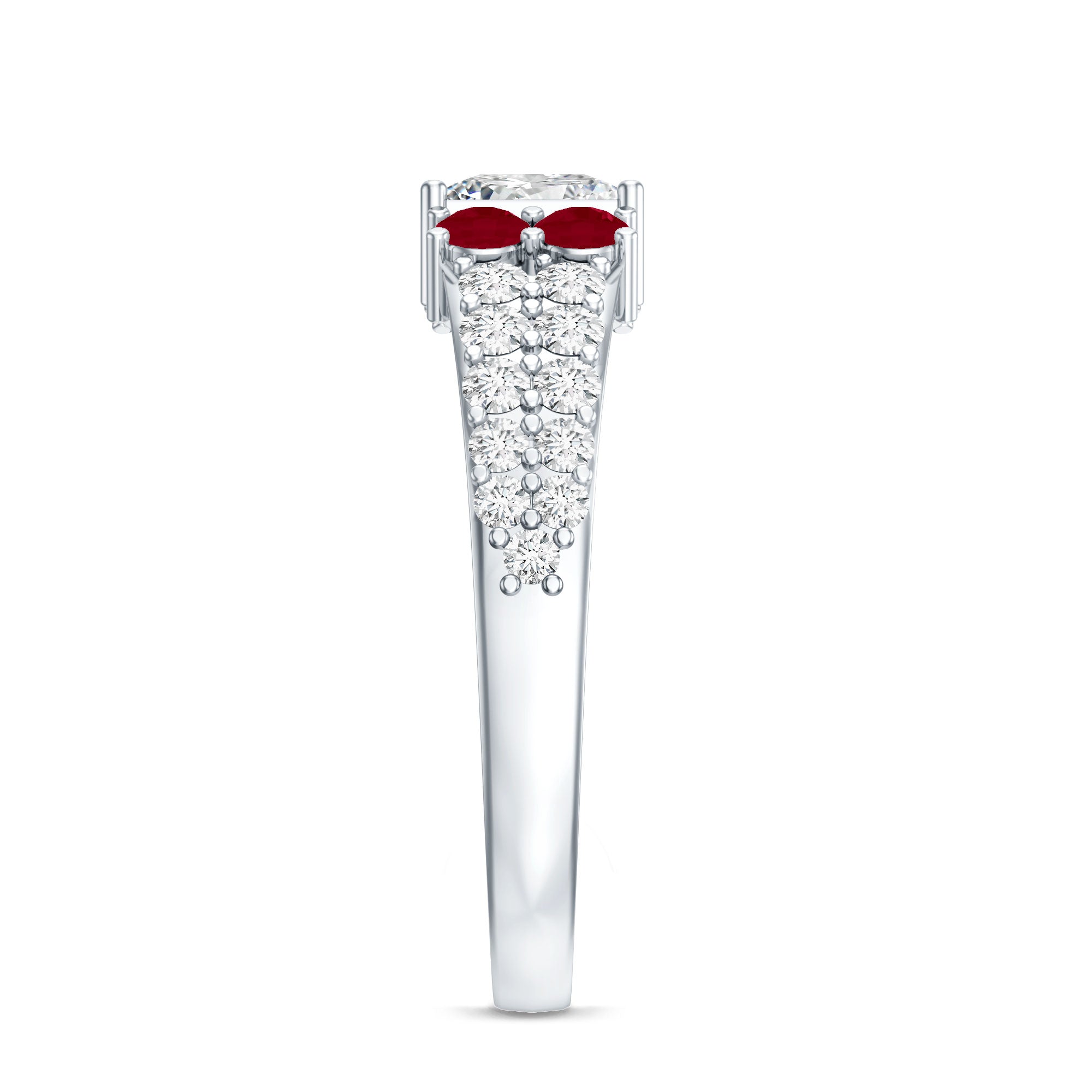 Lab Grown Diamond 0.8 Carat Princess Cut Engagement Ring With Ruby