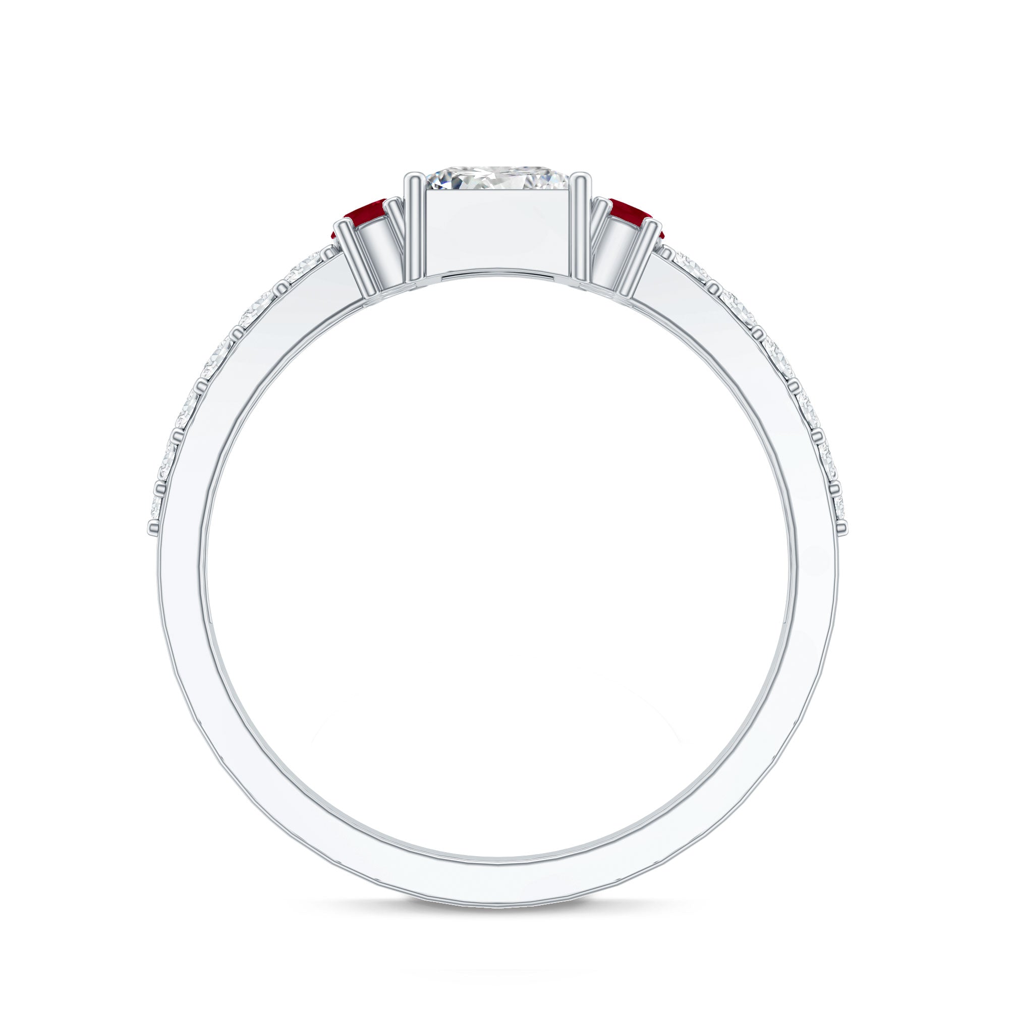 Lab Grown Diamond 0.8 Carat Princess Cut Engagement Ring With Ruby