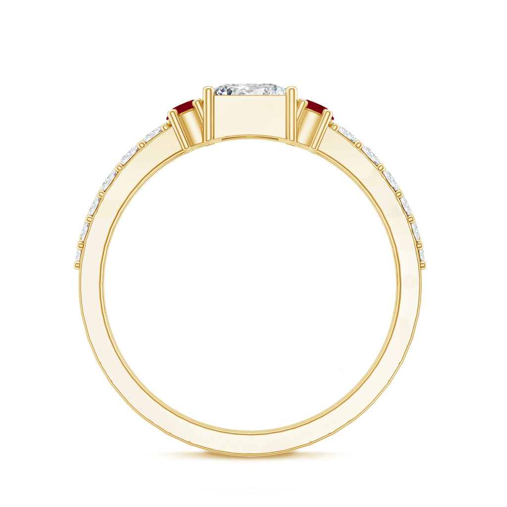 Lab Grown Diamond 0.8 Carat Princess Cut Engagement Ring With Ruby