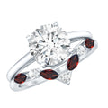Lab Grown Diamond Ring - Certified 2 Carat Bridal Ring Set With Garnet Enhancer