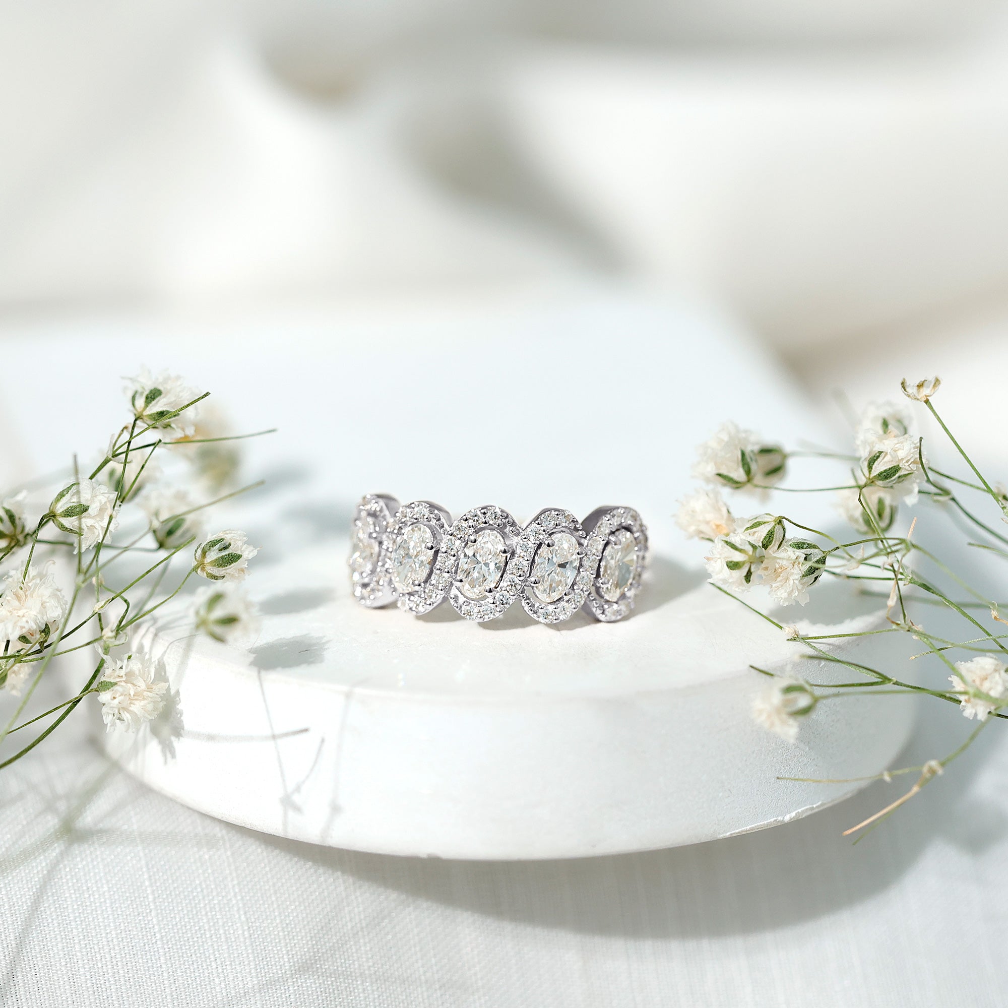 Certified Oval Lab Grown Diamond Designer Eternity Ring