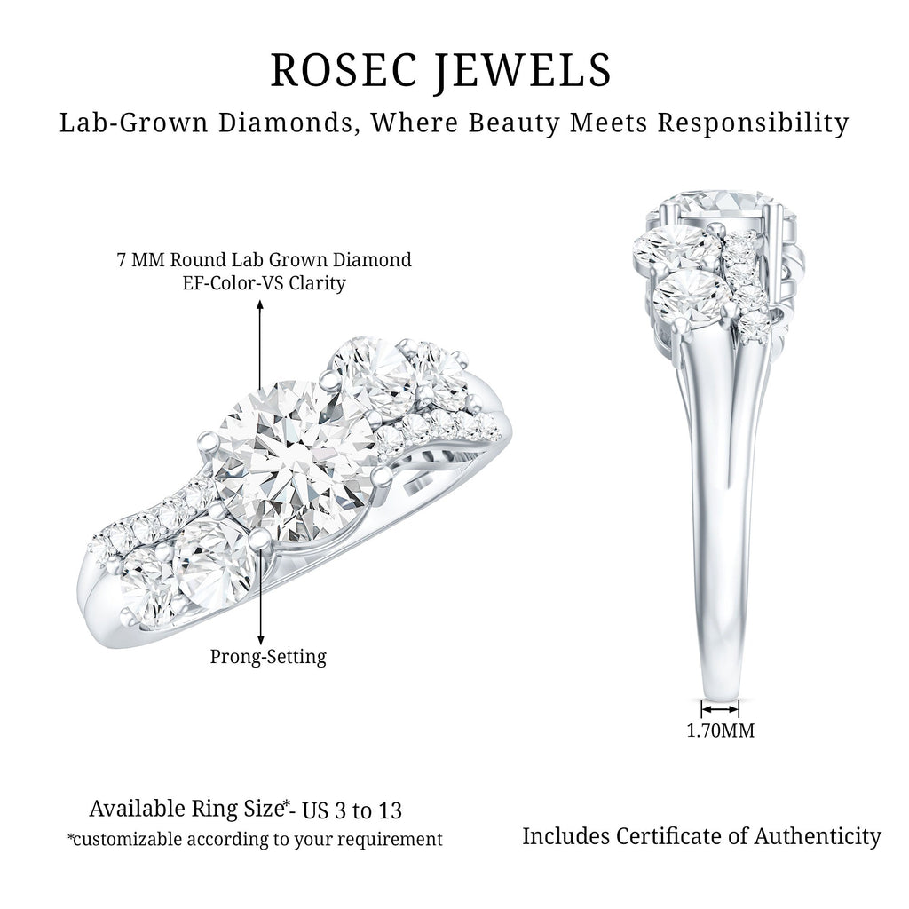 Certified Lab 1.2 Carat Round Diamond Designer Engagement Ring