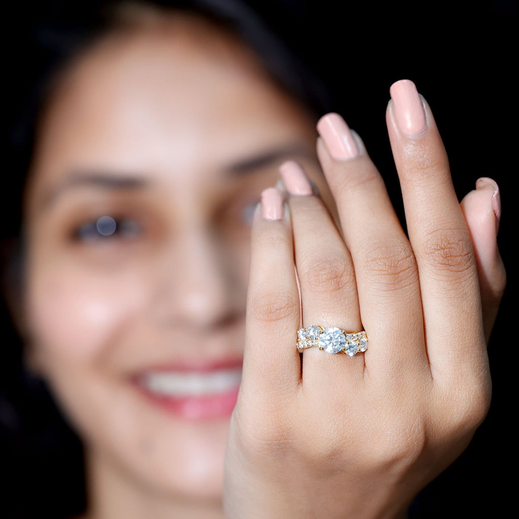 Certified Lab 1.2 Carat Round Diamond Designer Engagement Ring