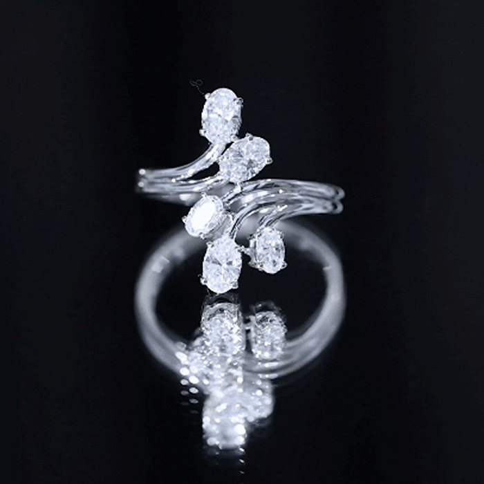 Certified Oval Lab Grown Diamond Designer Cocktail Ring