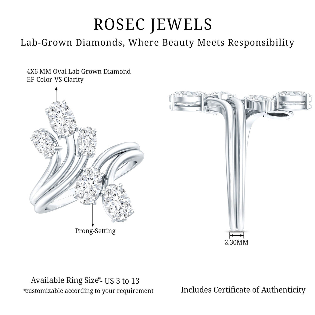 Certified Oval Lab Grown Diamond Designer Cocktail Ring