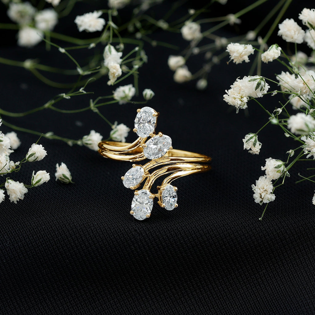 Certified Oval Lab Grown Diamond Designer Cocktail Ring