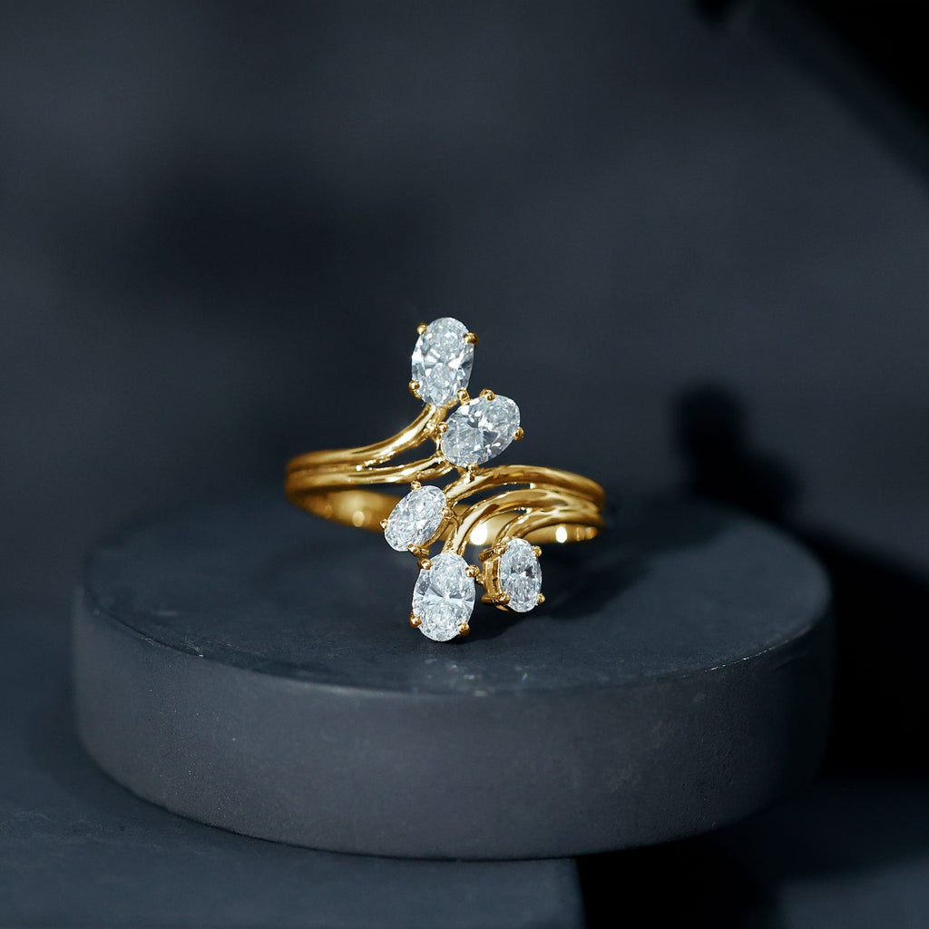 Certified Oval Lab Grown Diamond Designer Cocktail Ring