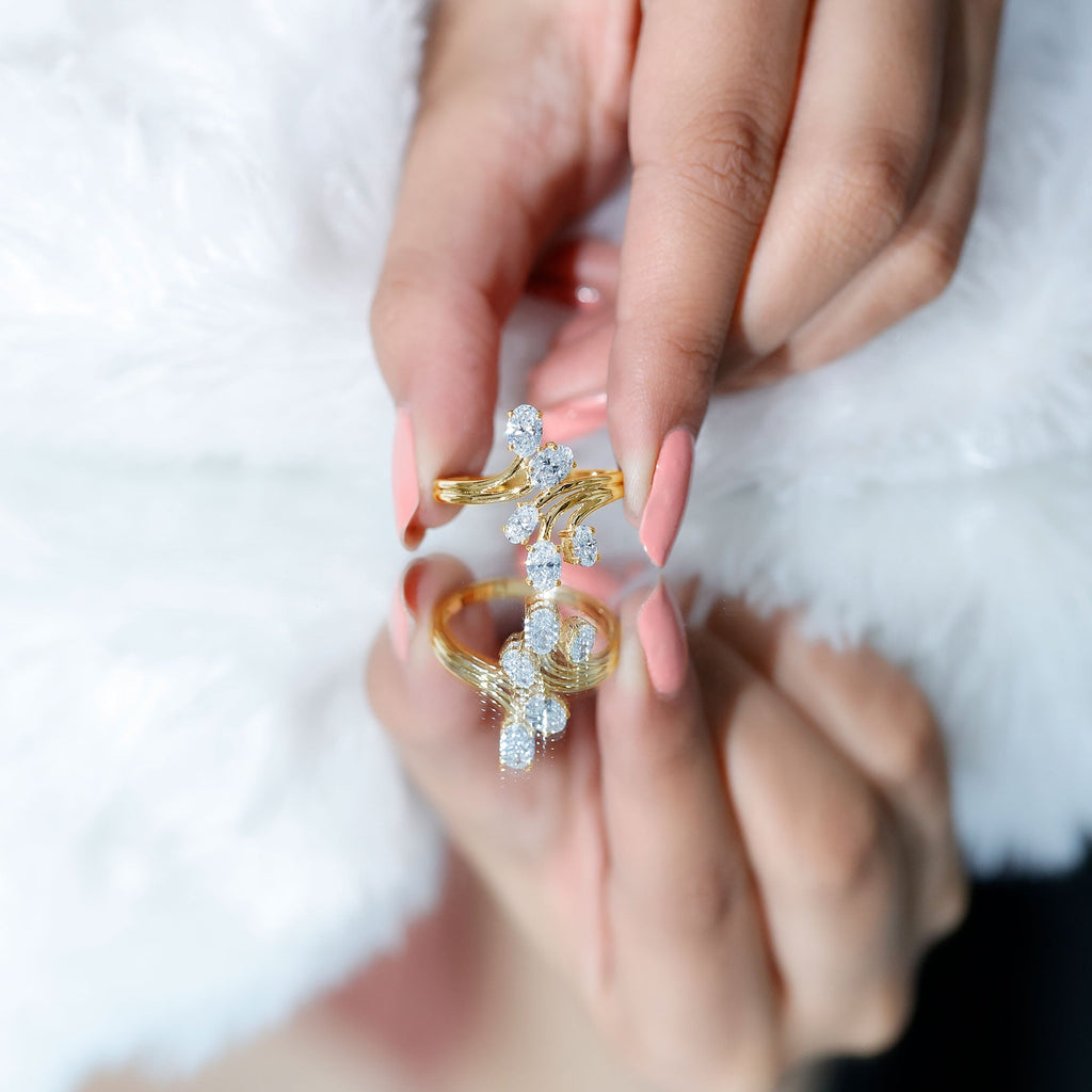 Certified Oval Lab Grown Diamond Designer Cocktail Ring