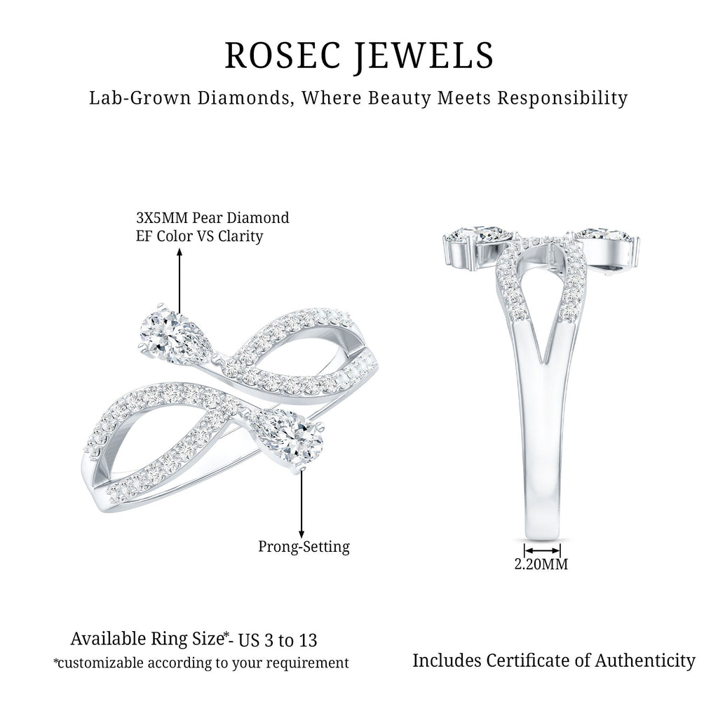 Certified Lab Grown Diamond 2 Stone Infinity Wedding Band