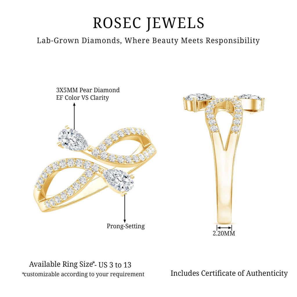 Certified Lab Grown Diamond 2 Stone Infinity Wedding Band