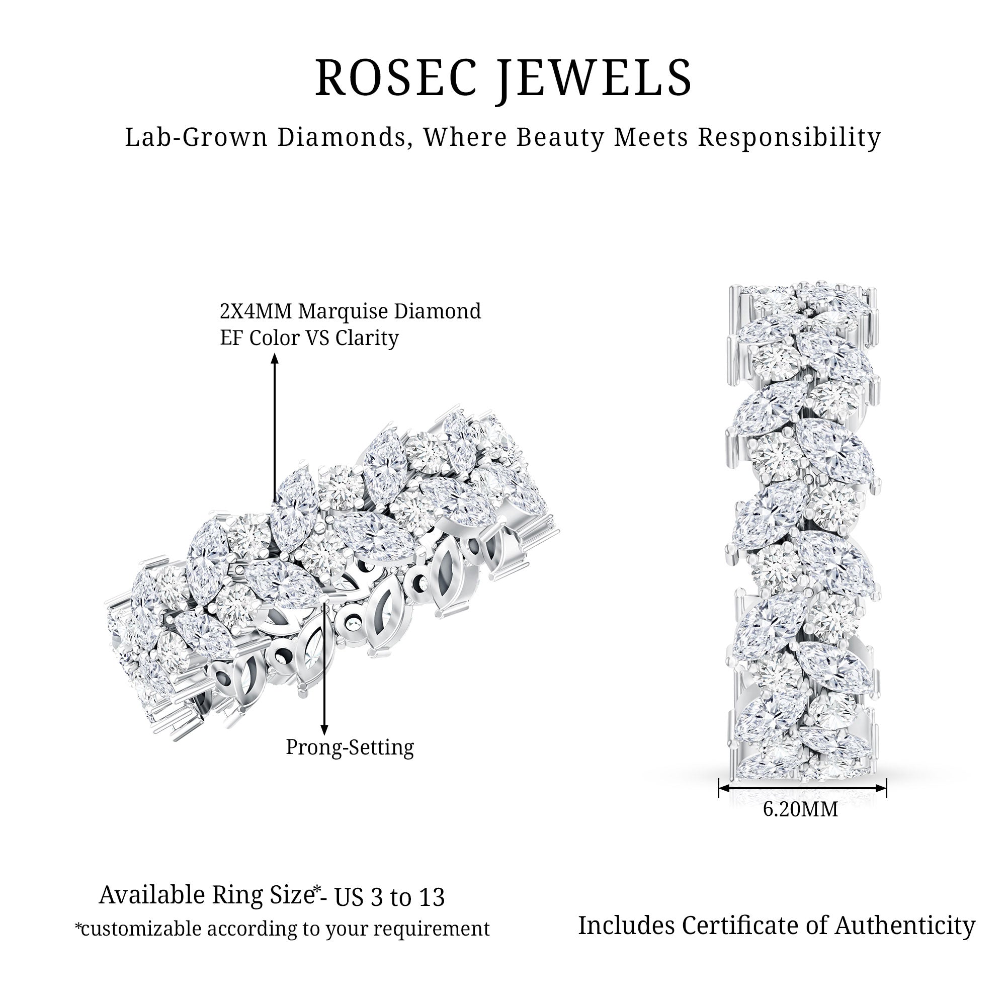 Certified Lab Grown Diamond Leaf Wedding Band