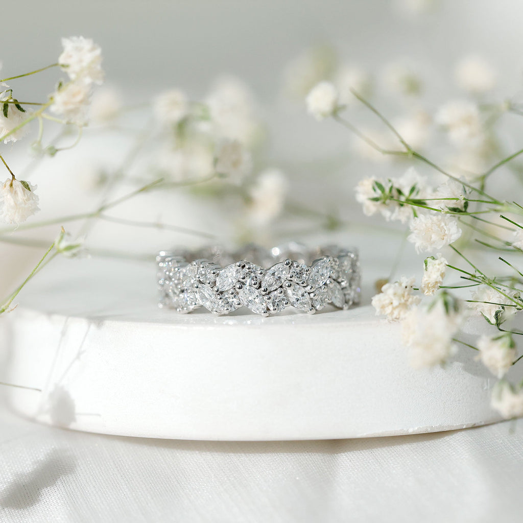 Certified Lab Grown Diamond Leaf Wedding Band