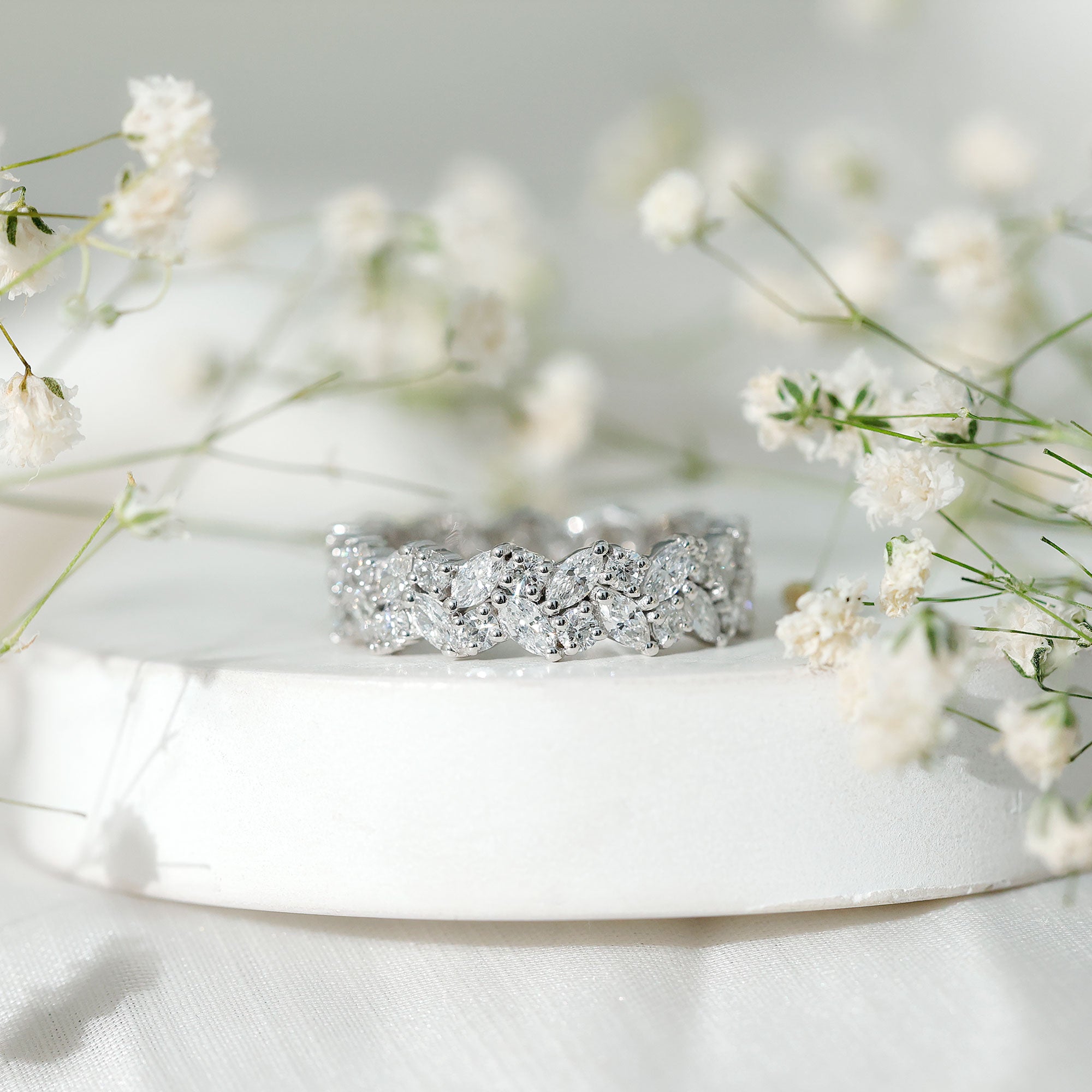 Certified Lab Grown Diamond Leaf Wedding Band