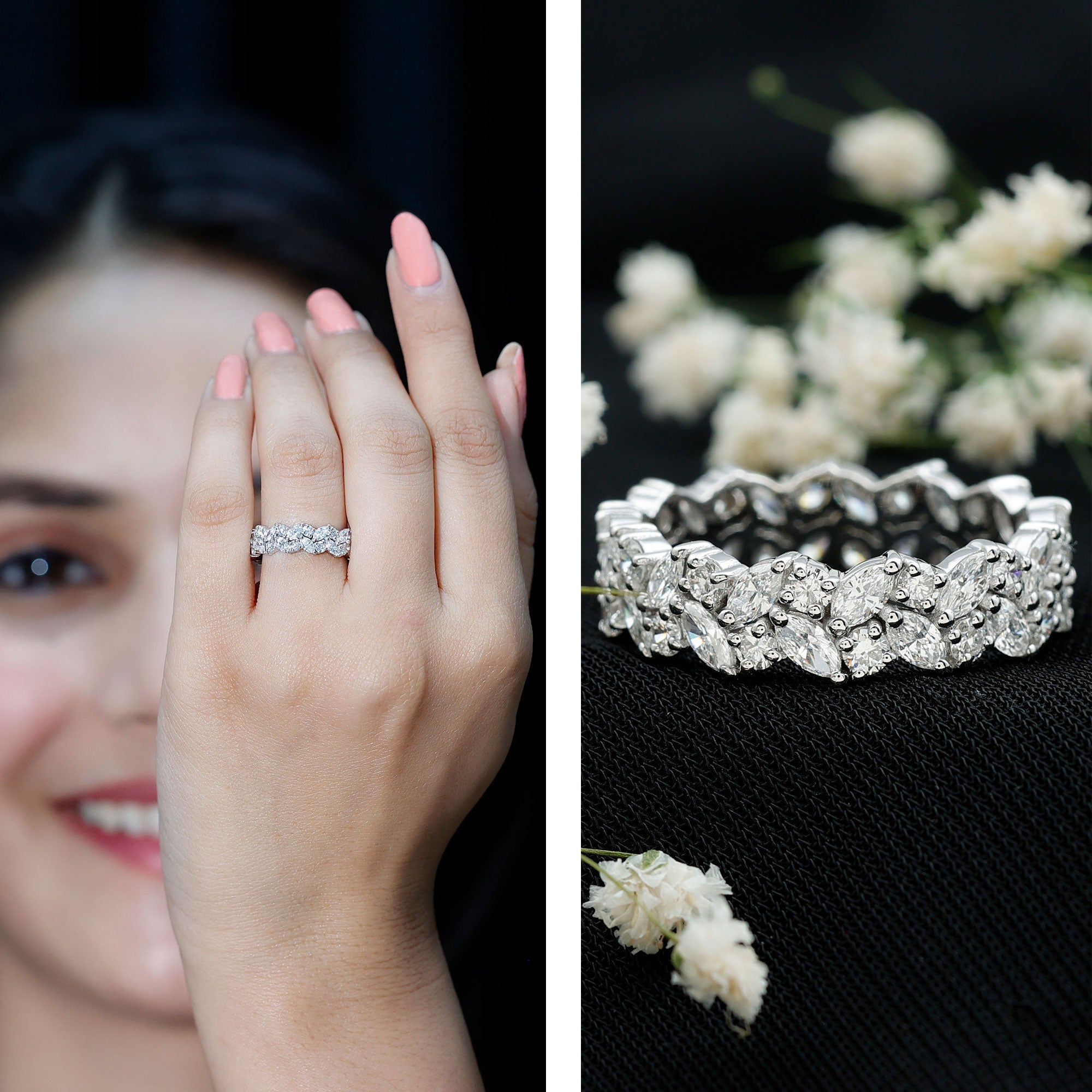 Certified Lab Grown Diamond Leaf Wedding Band