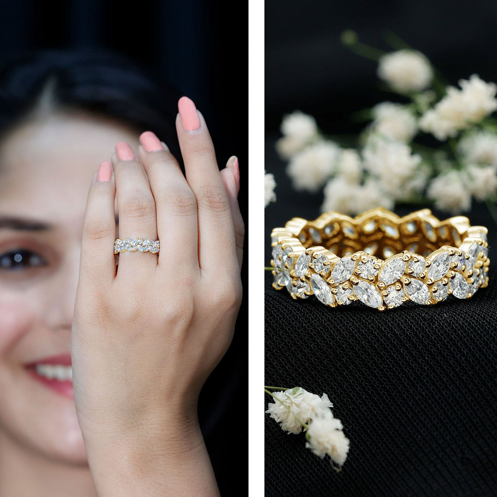 Certified Lab Grown Diamond Leaf Wedding Band