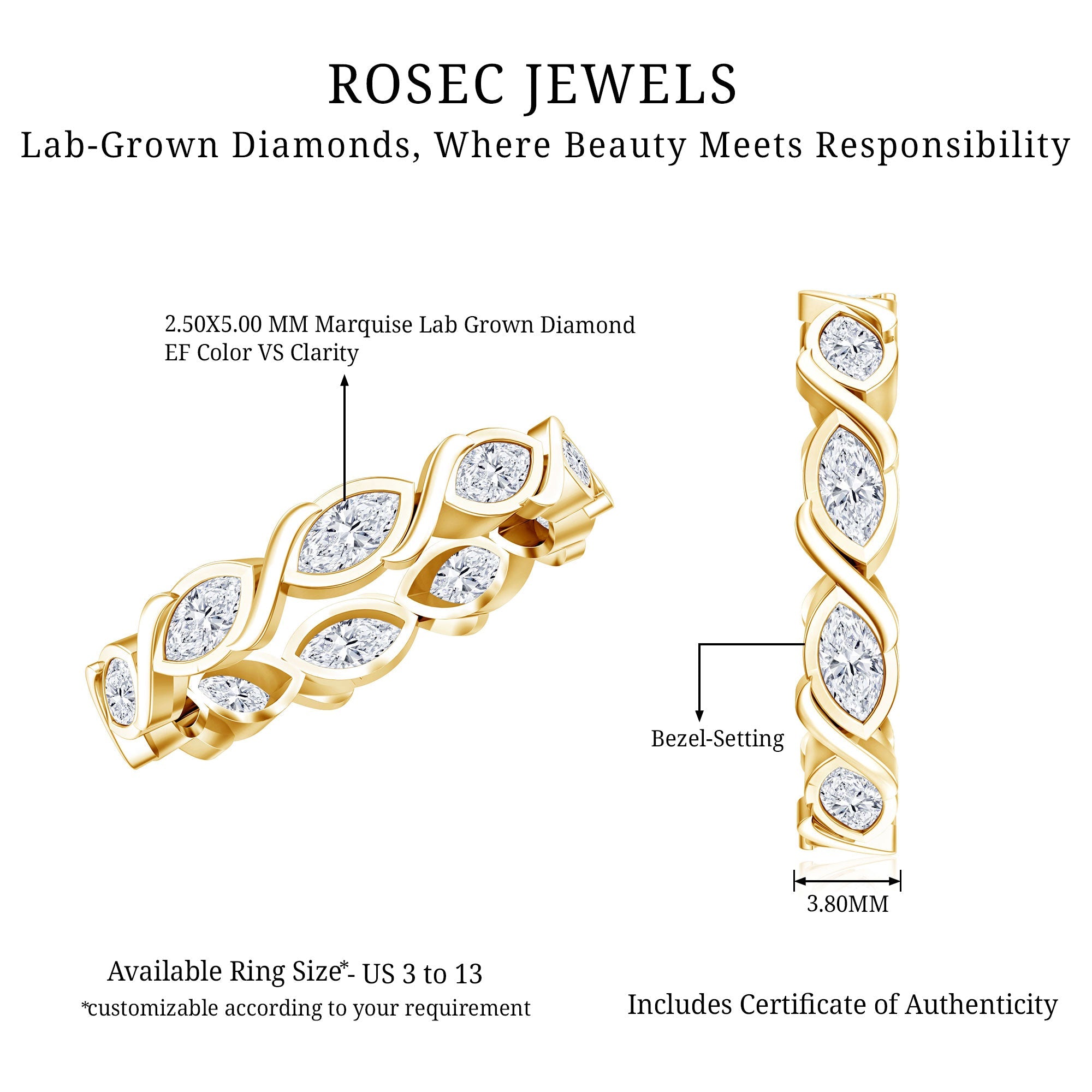 Certified Lab Grown Diamond Wedding Anniversary Ring