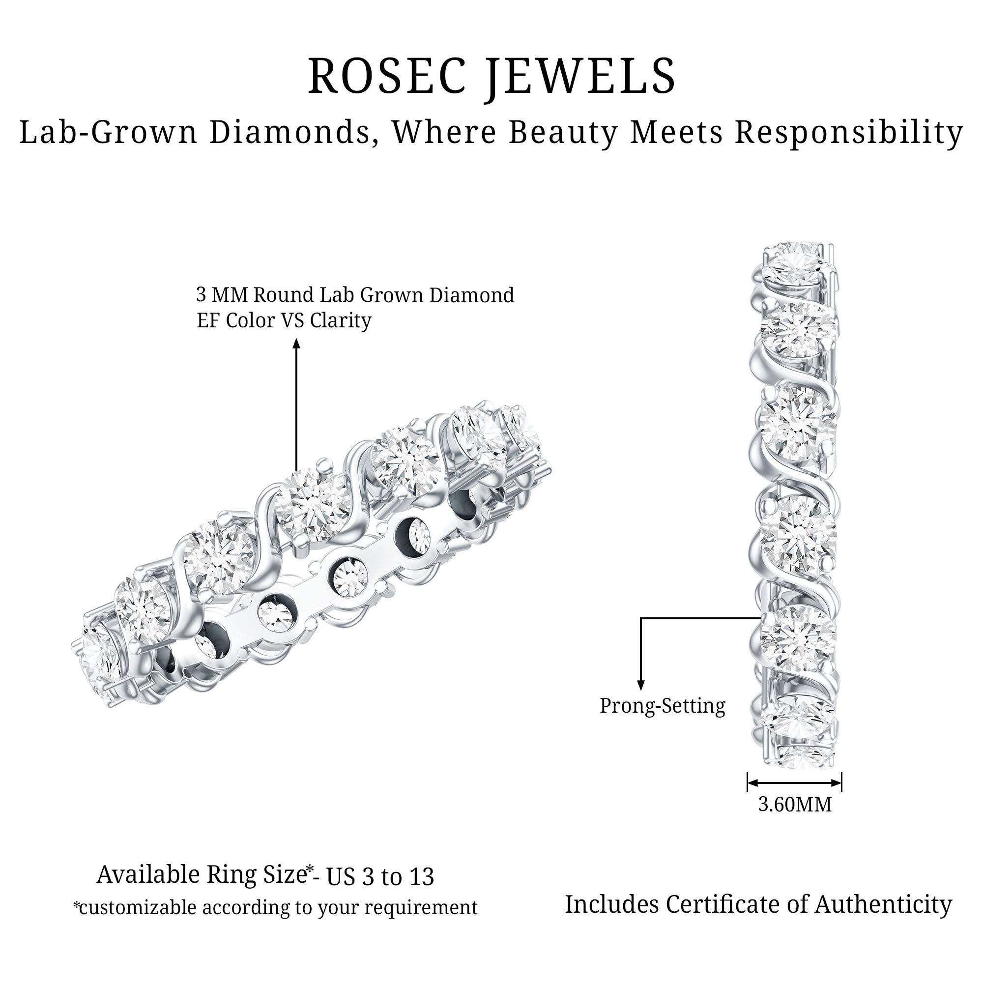 Certified Lab Grown Diamond Eternity Wedding Band