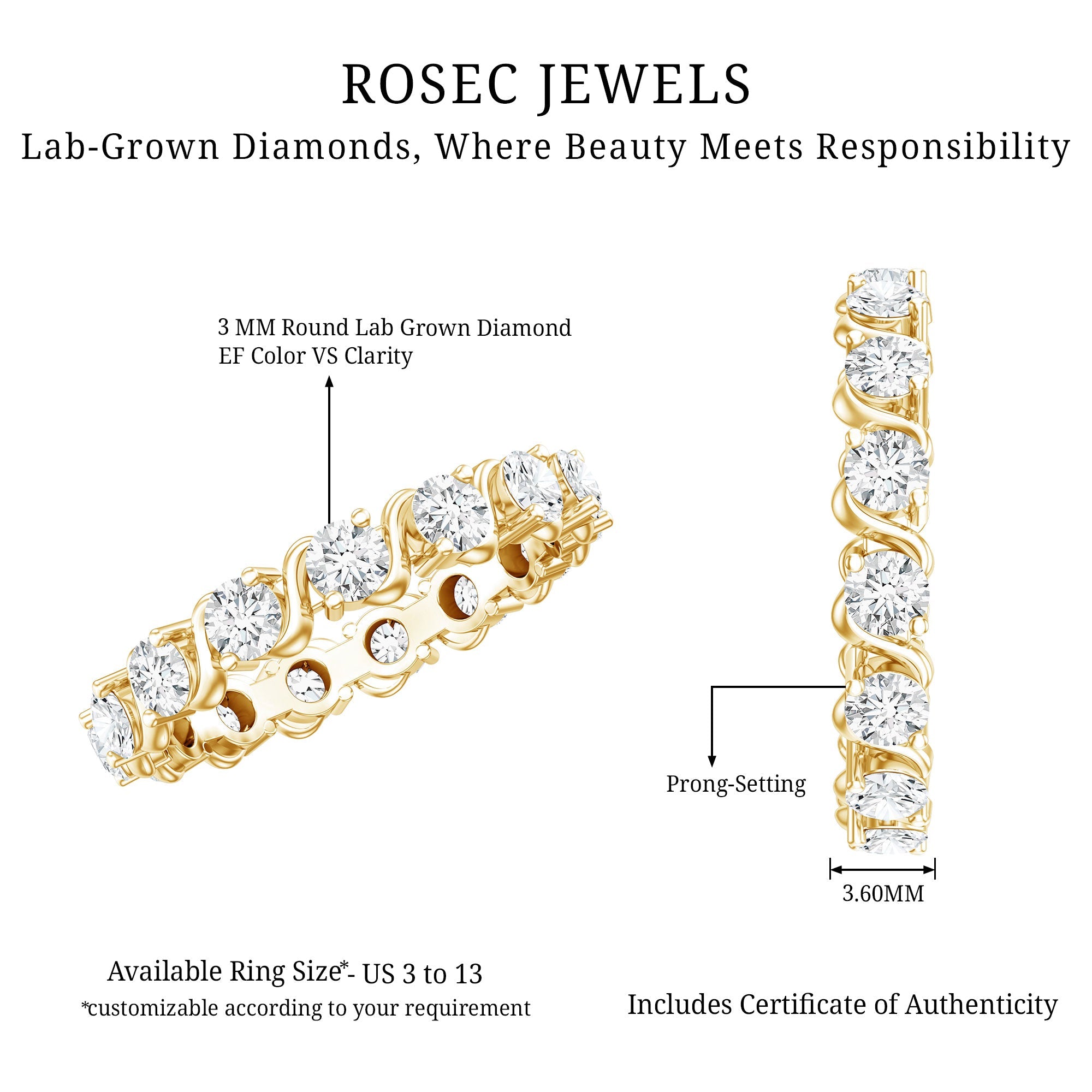 Certified Lab Grown Diamond Eternity Wedding Band