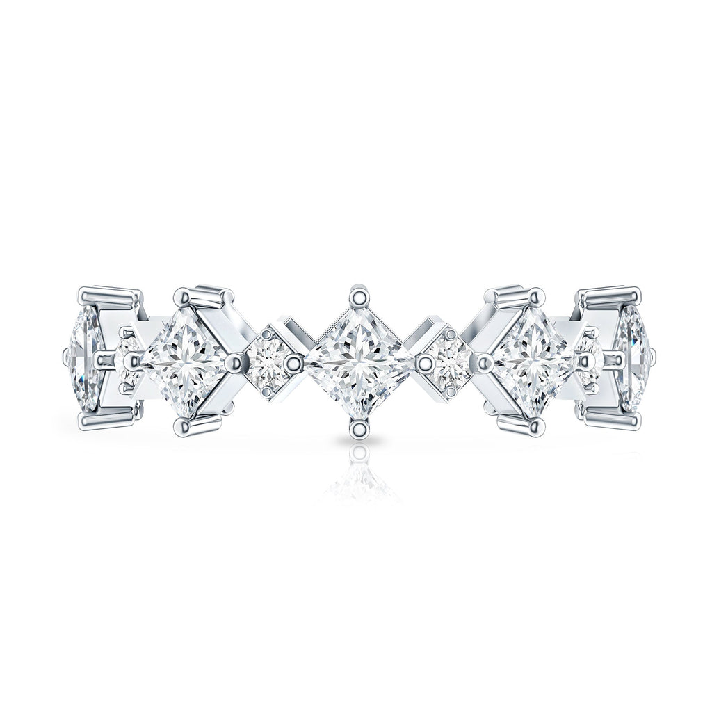 Certified Princess Cut Lab Grown Diamond Eternity Wedding Ring