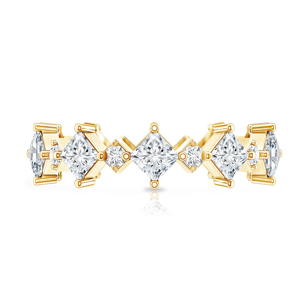 Certified Princess Cut Lab Grown Diamond Eternity Wedding Ring