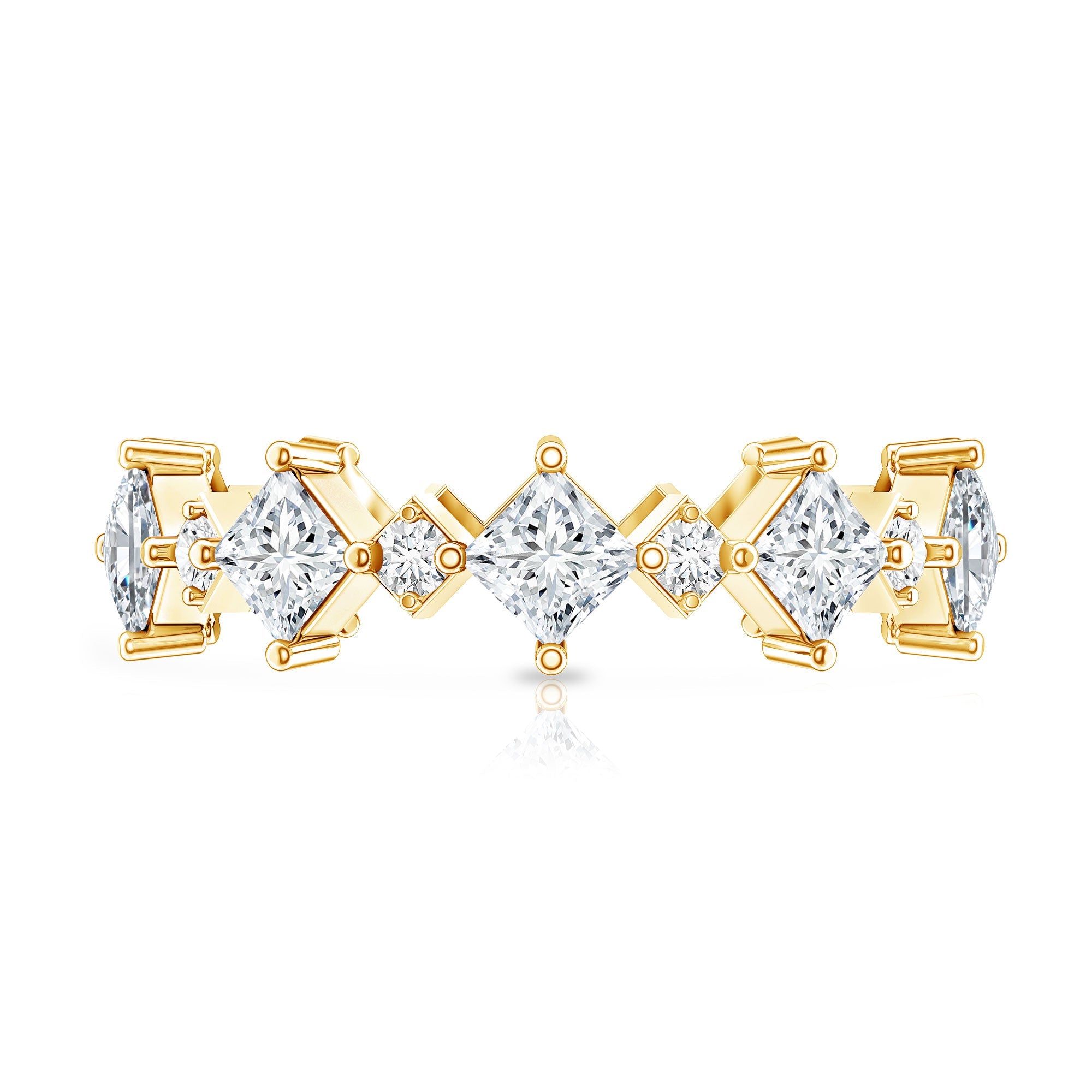 Certified Princess Cut Lab Grown Diamond Eternity Wedding Ring