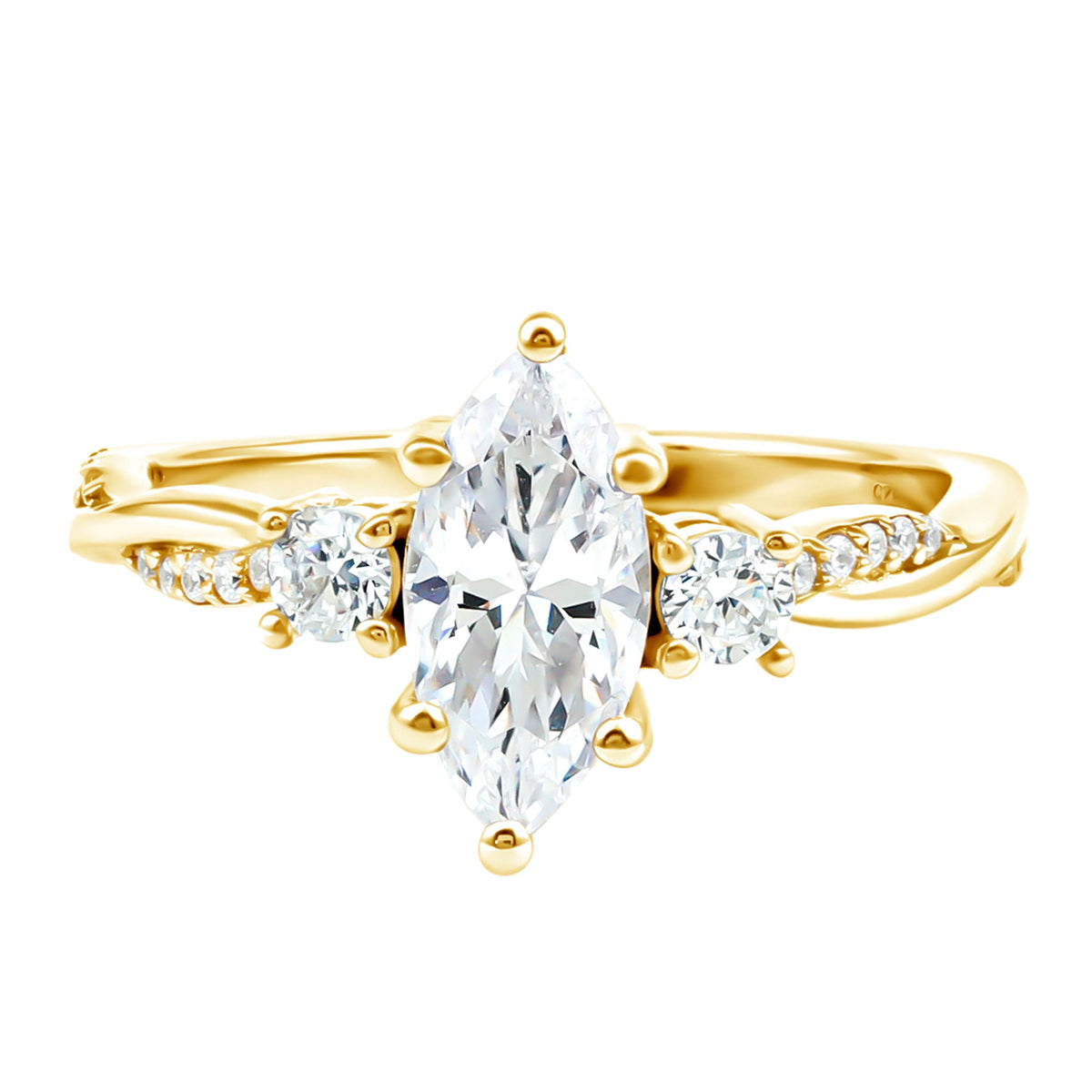 Lab Grown Diamond Ring – Marquise Engagement Ring With Three Stone Prong Setting