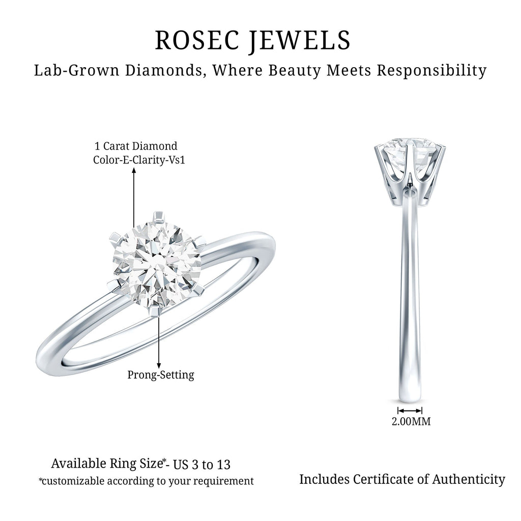 Lab Grown Diamond Ring – 1 Carat Solitaire Engagement Ring with IGI Certificate