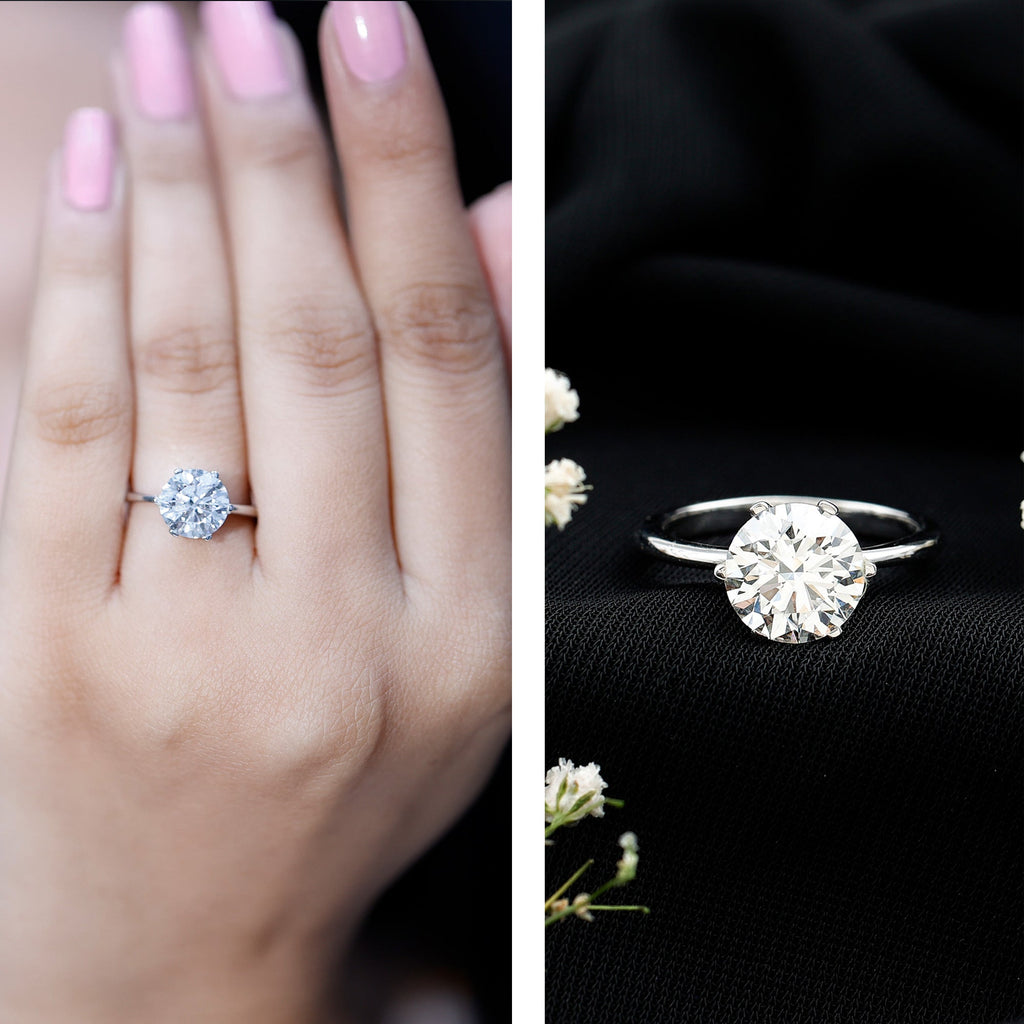 Lab Grown Diamond Ring – 2 Carat Round Cut Solitaire Engagement Ring for Women