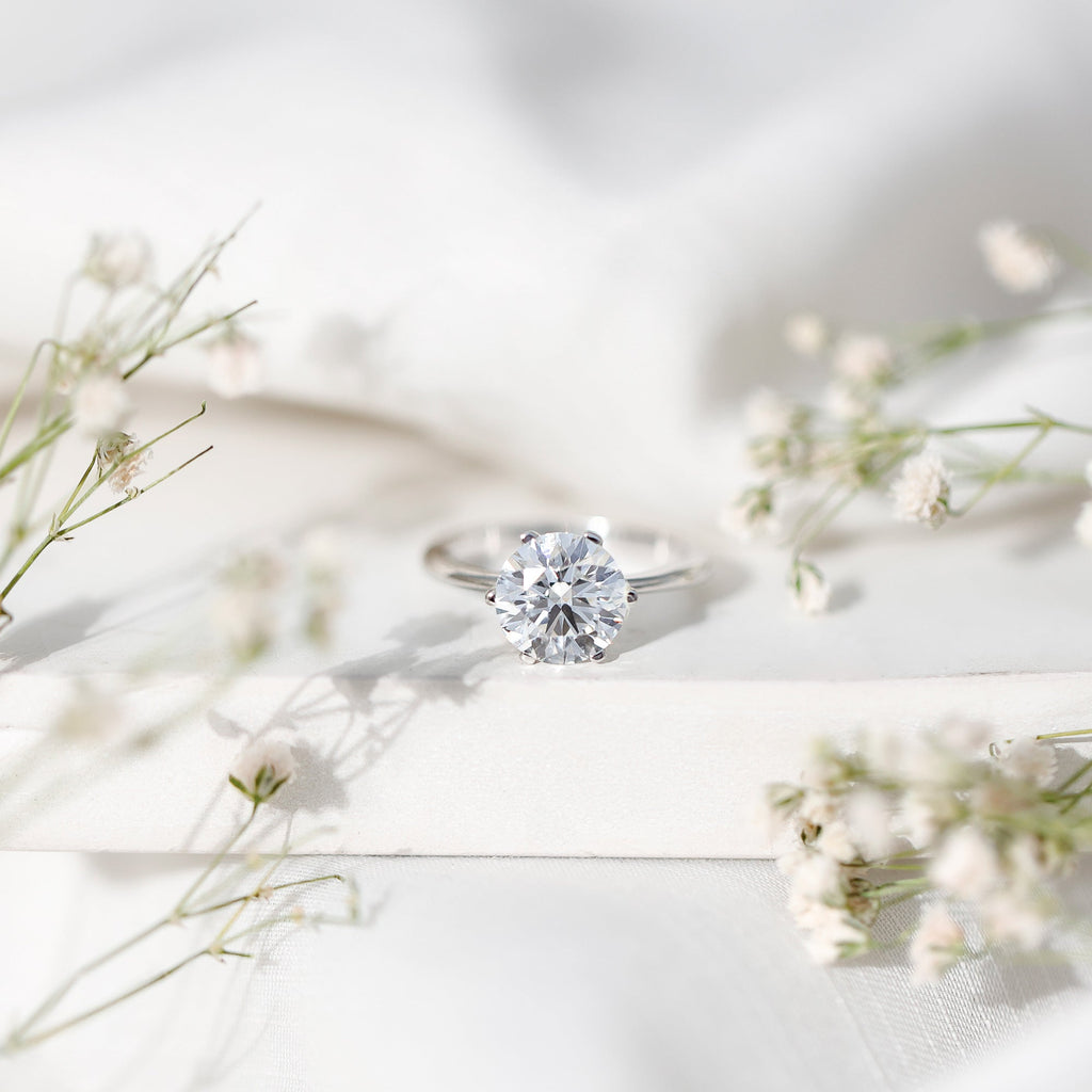 Lab Grown Diamond Ring – 2 Carat Round Cut Solitaire Engagement Ring for Women